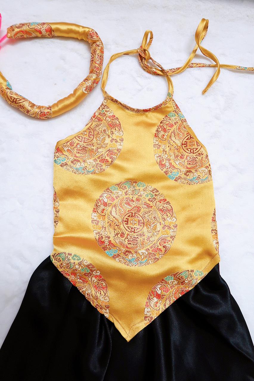 Baby Girl's Bib and Dress Set (with a Pearl Headband Included)