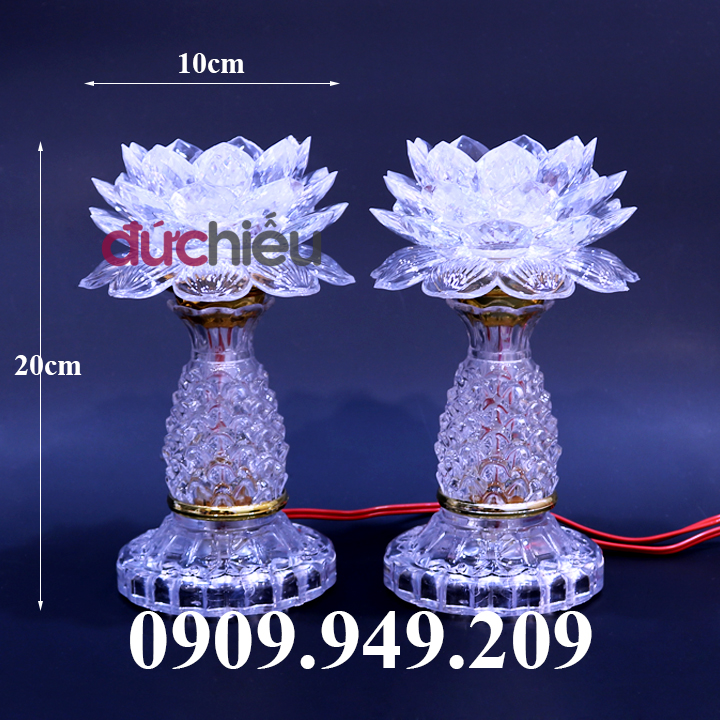 Bộ Đèn Hoa Sen Trái Thơm Cao Cấp ĐỨC HIẾU Đổi Nhiều Màu Trang Trí Bàn Thờ - Loại Cao LT