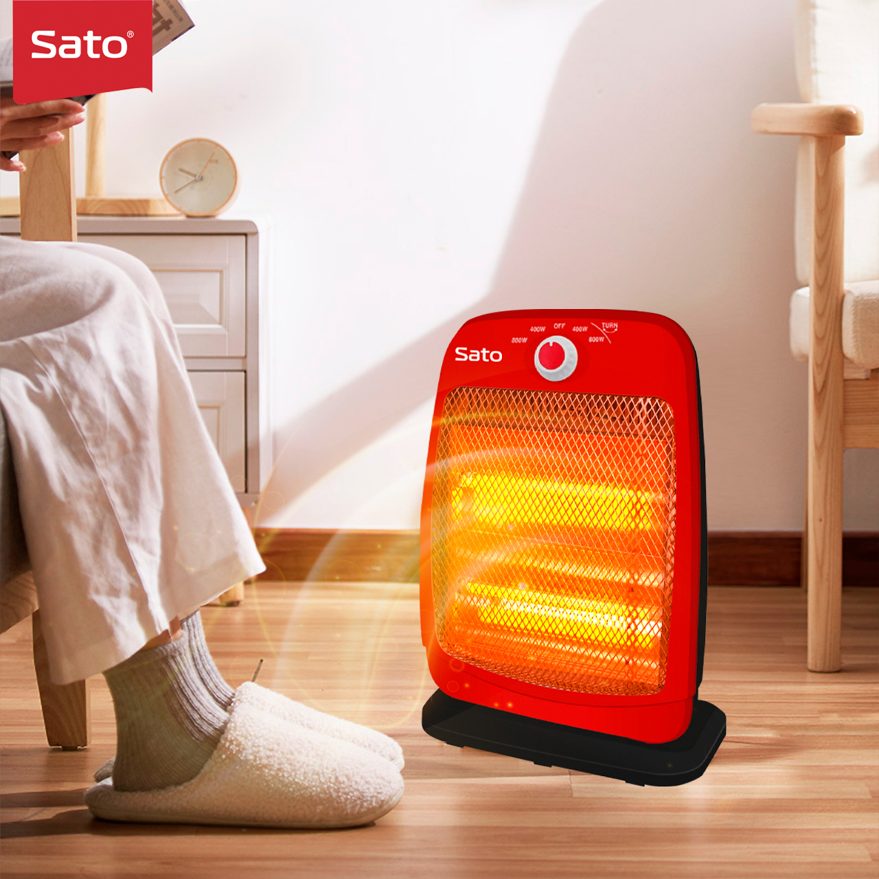 Quạt sưởi 2 bóng 800W Sato QS2BD / ST-QS2BT