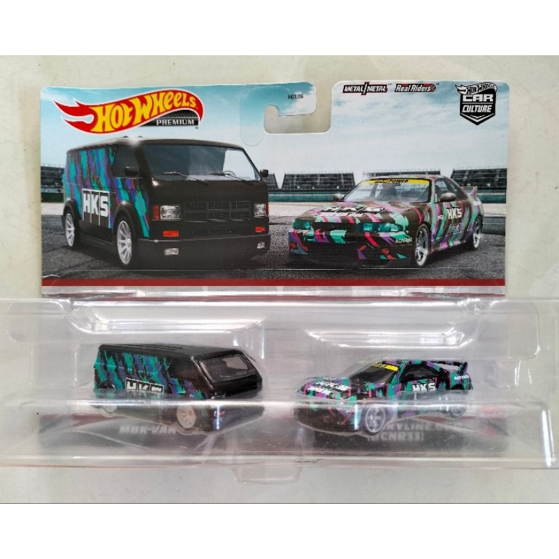 Xe mô hình Hot wheels 2023 premium car culture 2 car pack Nissan skyline gt-r mnk van