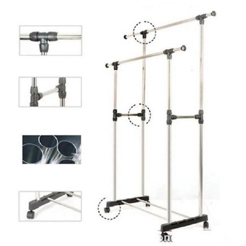 Giàn phơi quần áo đôi lắp ráp 2 tầng inox cao cấp