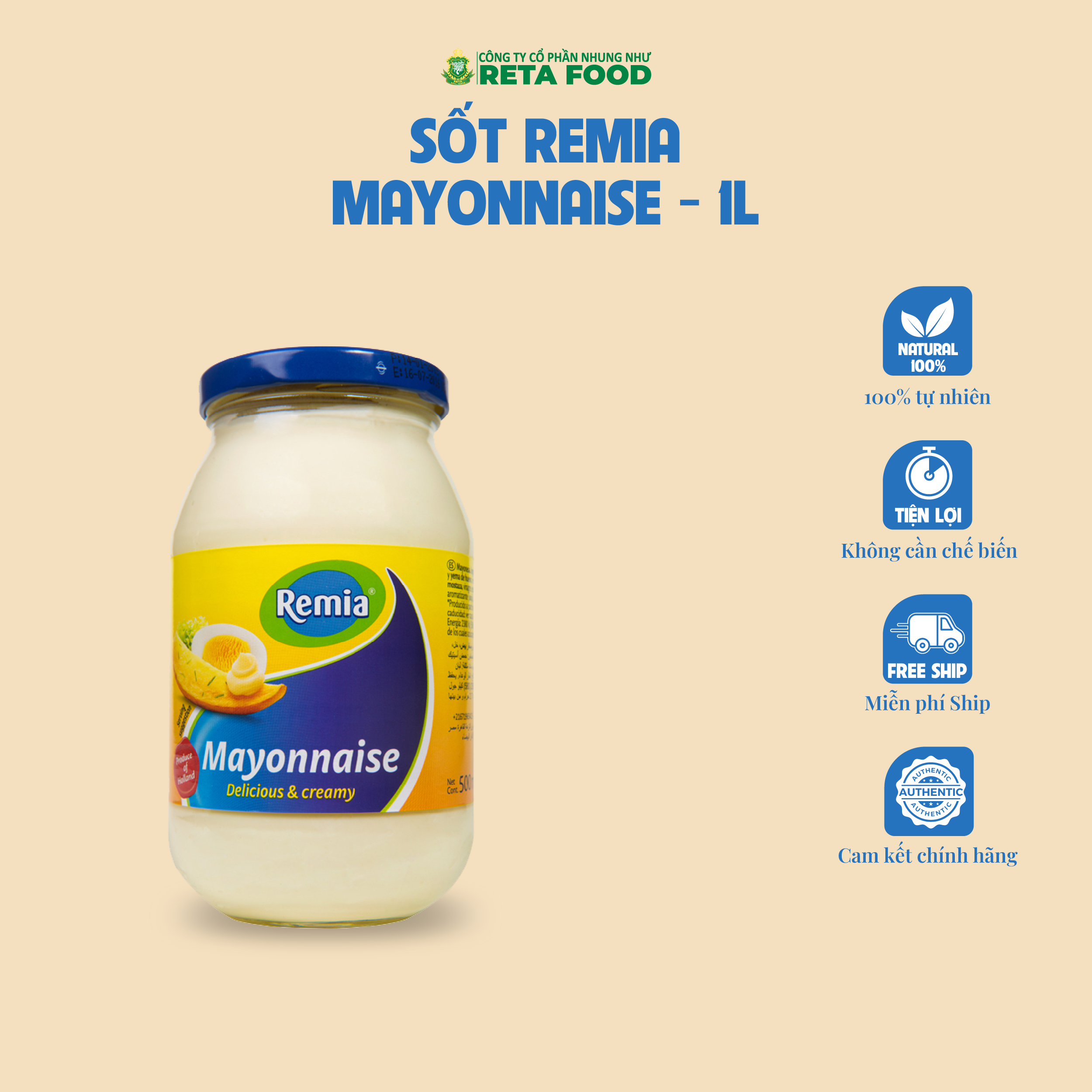 Sốt Remia - Mayonnaise 1L