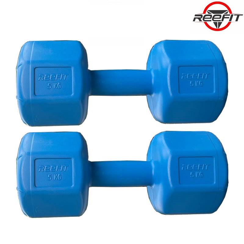 Tạ tay nhựa bát giác 5kg Reefit đã có ruột (1 cái)