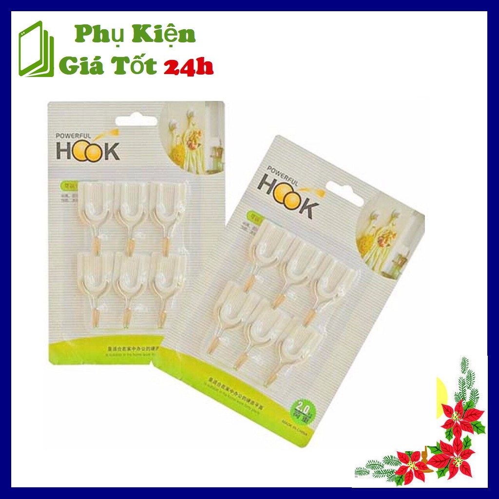 Vỉ 6 móc dán tường moc01 cho vật dụng nhẹ