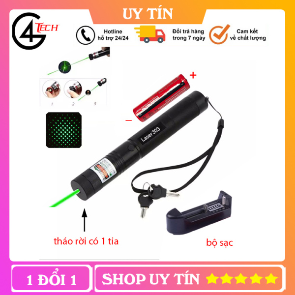 Bảng giá Đèn laze tia xanh cực sáng đủ pin sạc - Đèn Laser [Đủ pin, sạc, khóa] - Pin sạc 3.7 Li-ion, pin AX18650 4200mAh - TVT11