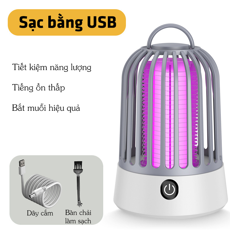 Đèn bắt muỗi lồng chim- sạc tích điện, hiệu quả, tiện lợi, an toàn - k1369