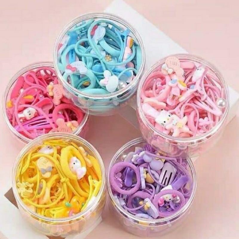 HỘP CHUN BUỘC TÓC 50 CHI TIẾT DỄ THƯƠNG CHO BÉ