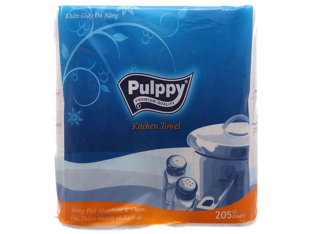 Giấy bếp xanh - 2 cuộn khăn giấy bếp đa năng Pulppy 2 lớp