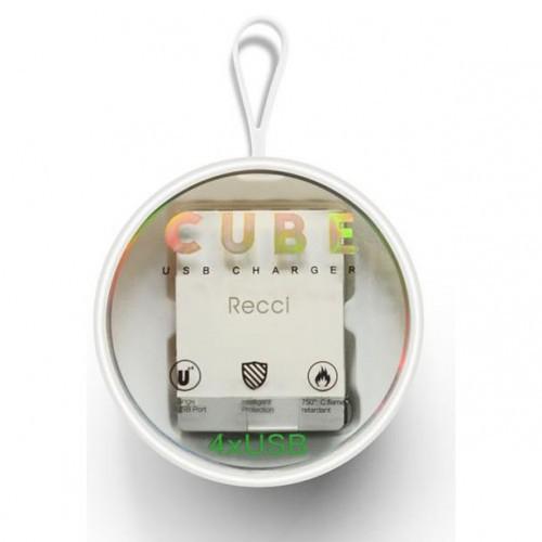 CỐC SẠC RECCI CUBE 4 CỔNG USB CHUẨN 2A