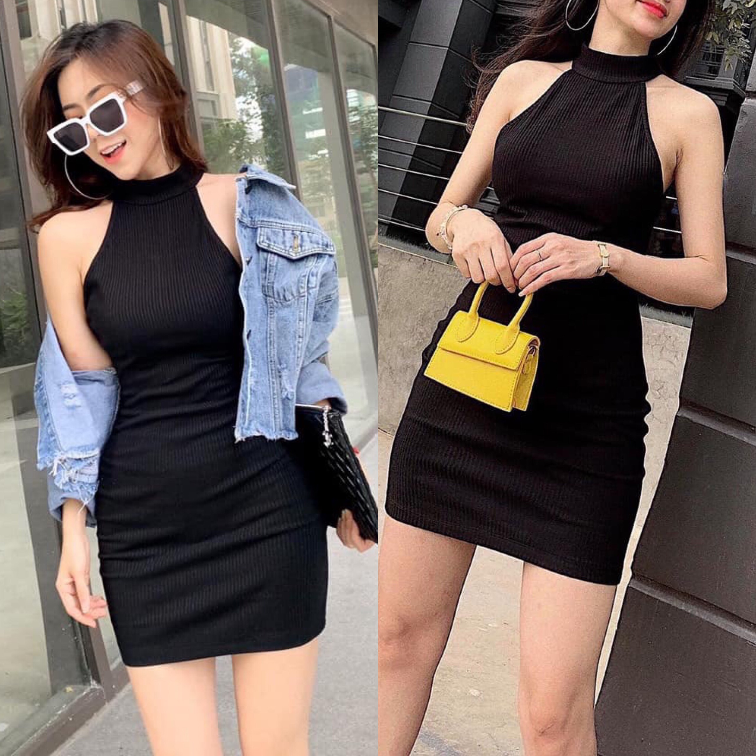 váy cổ yếm sát nách