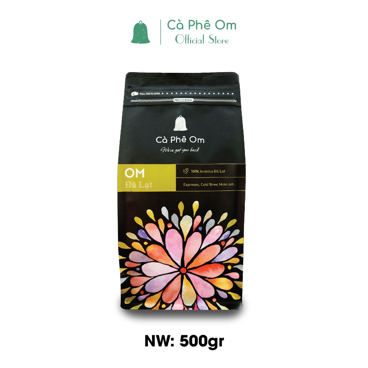 500gr Cà phê Arabica Cầu Đất Đà Lạt 100% rang xay nguyên chất, cà phê hạt rang mộc pha máy, cold brew