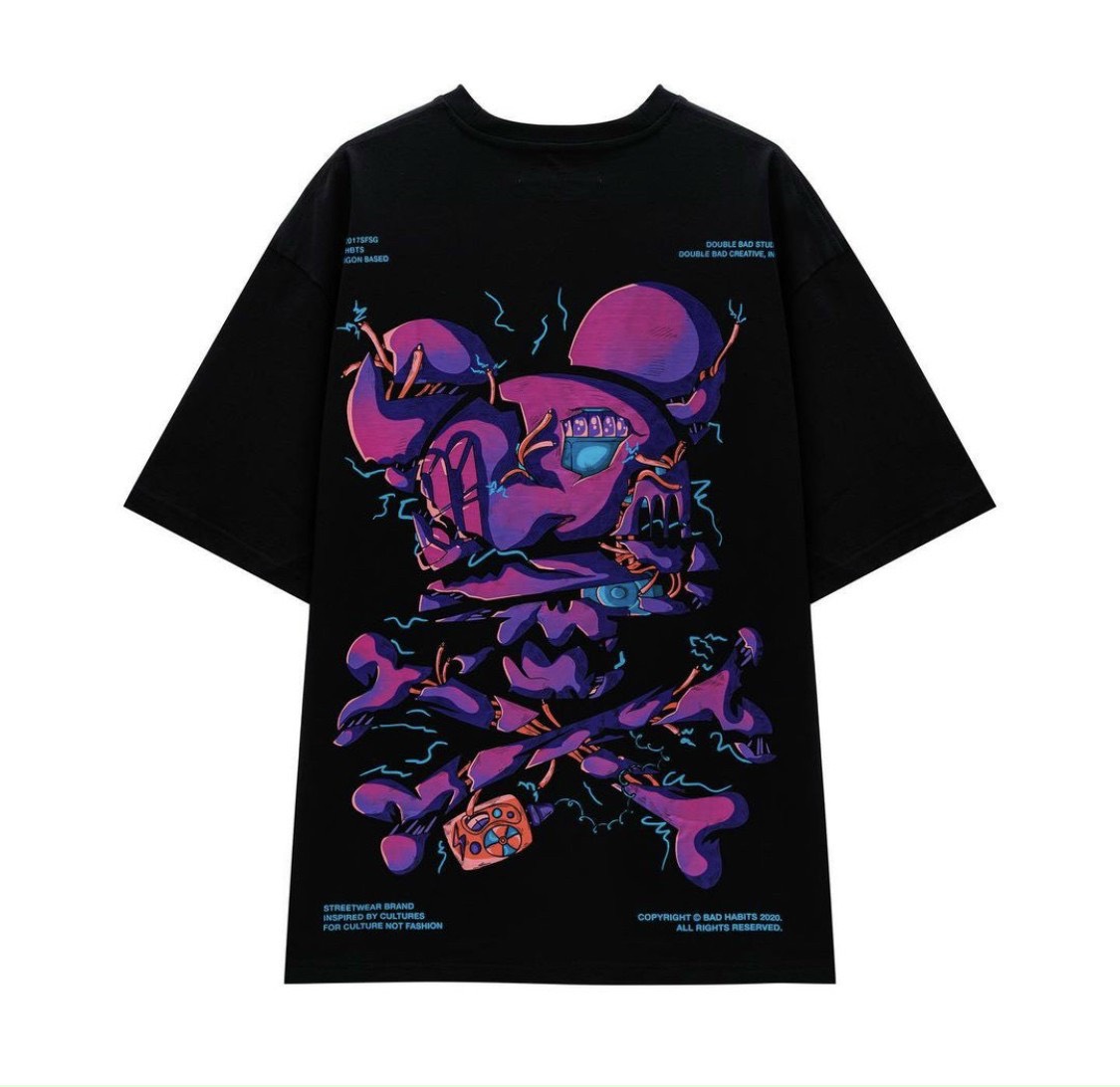 [Hoàn Tiền 15%] Áo Thun Local Brand Bad HaBit Tím Nam Nữ Tay Lỡ Form Rộng Unisex Full Mạc