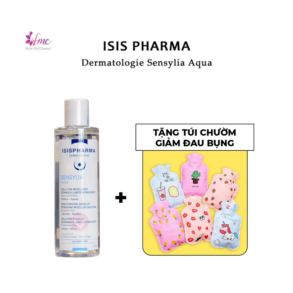 [MUA 1 TẶNG 1] Tẩy trang quốc dân Isis Pharma Sensylia Aqua 250ml đặc biệt cho làn da nhạy cảm và mất nước + Tặng 1 túi chườm giảm đau bụng