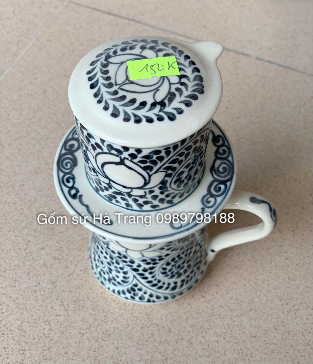 Phin cafe gốm sứ Bát Tràng vẽ sen