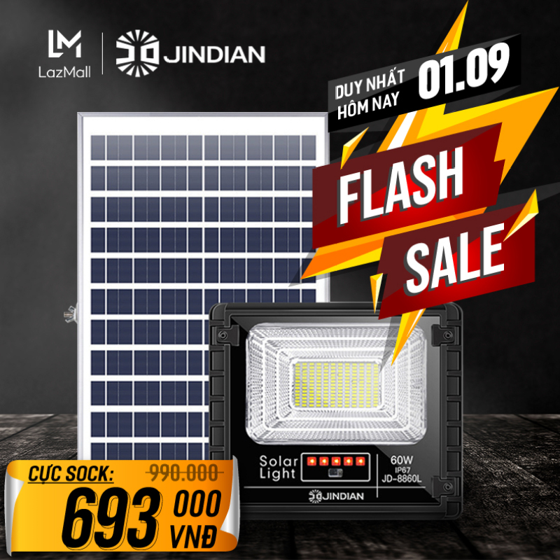 Đèn Năng Lượng Mặt Trời 60W JINDIAN JD8860L - Model 2020 | BẢO HÀNH 2 NĂM