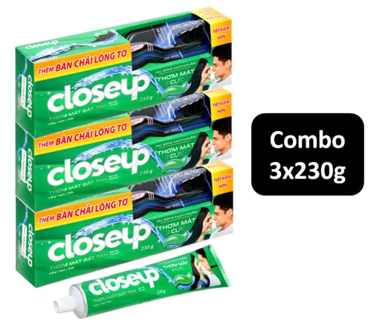 [Tặng kèm bàn chải đánh răng] Combo 3 kem đánh răng Closeup Bạc Hà 230gx3