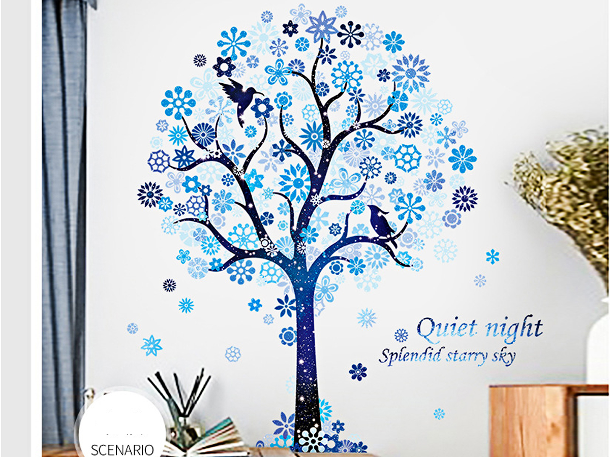 Decal dán tường cây sao tuyết xanh