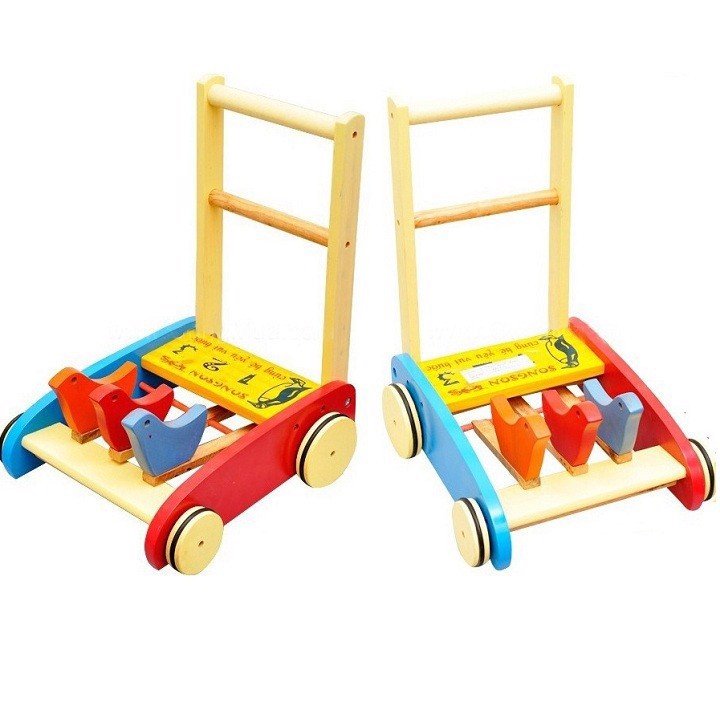 Xe tập đi gỗ hình 3 con gà