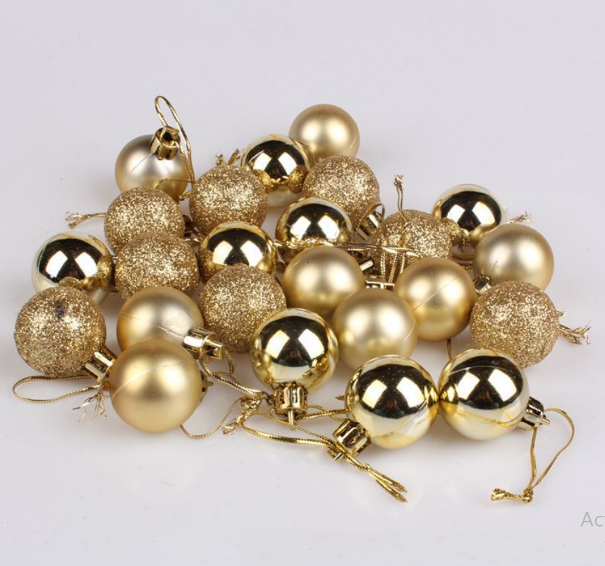Hộp 24 quả châu trang trí noel 6cm mẫu e13