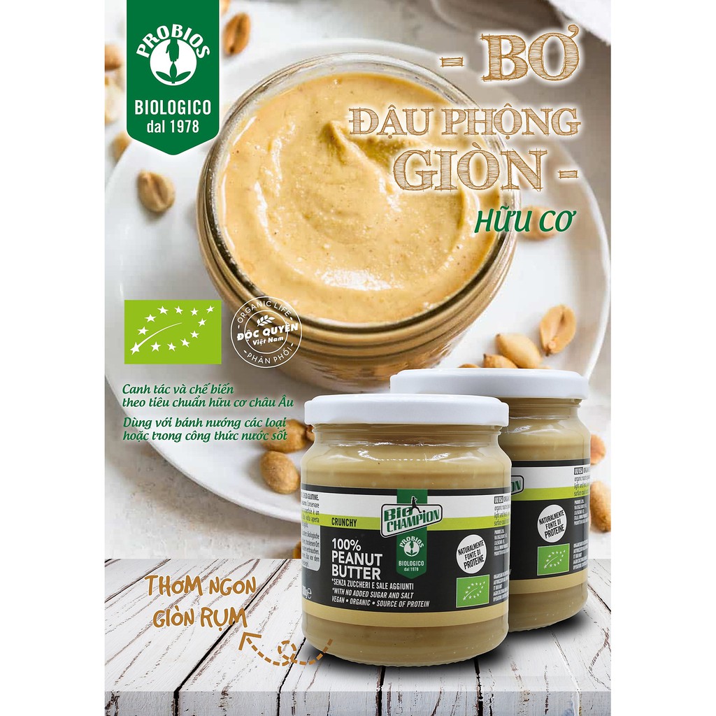 [ProBios] Bơ Đậu Phộng Hữu Cơ 200g Organic Peanut Butter
