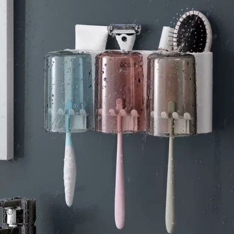 Kệ cắm bàn chải ECOCO dính cường lực siêu chắc kèm cốc 1925