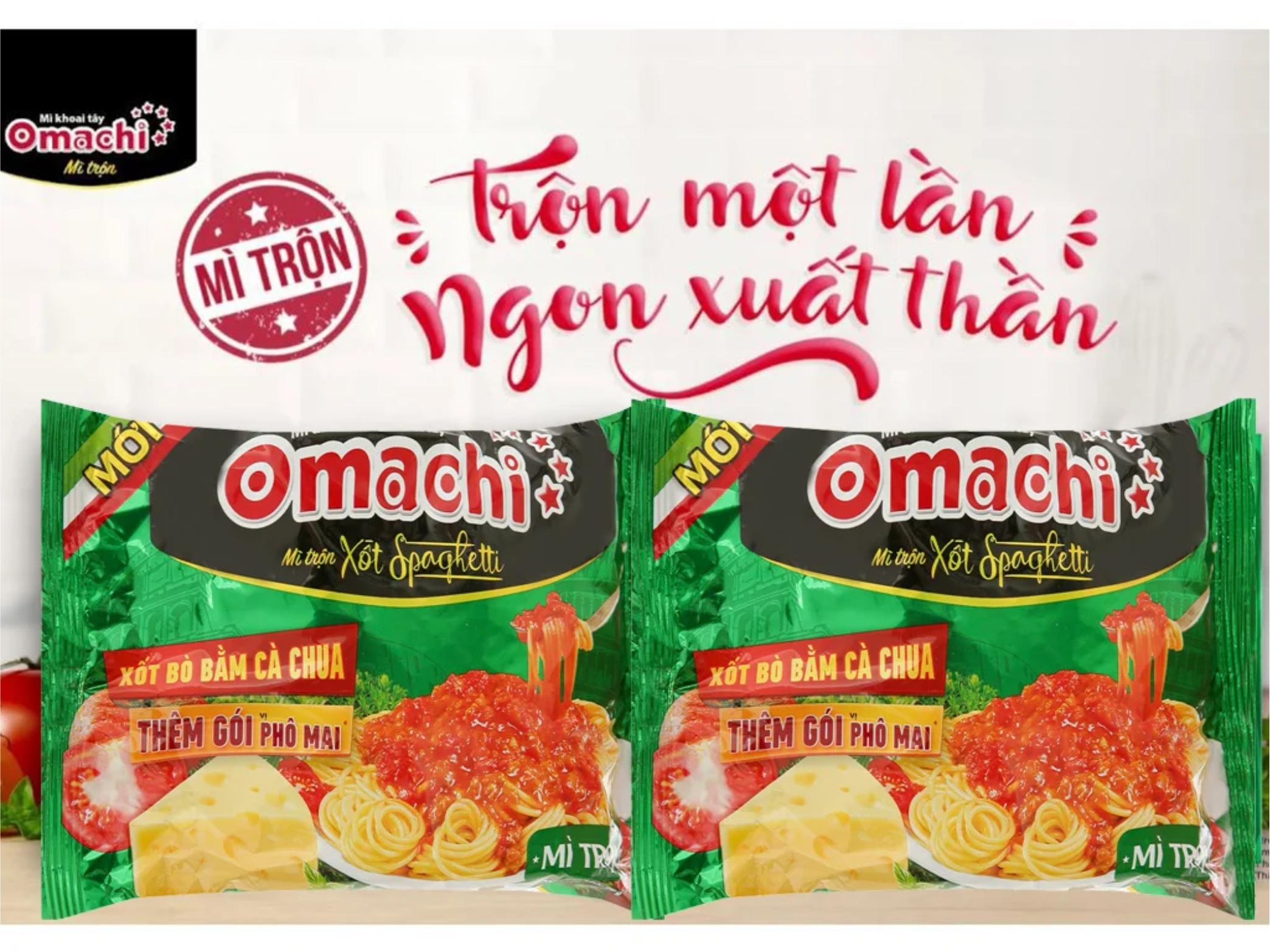 Lốc 5 gói mì trộn omachi xốt spaghetti gói 90g