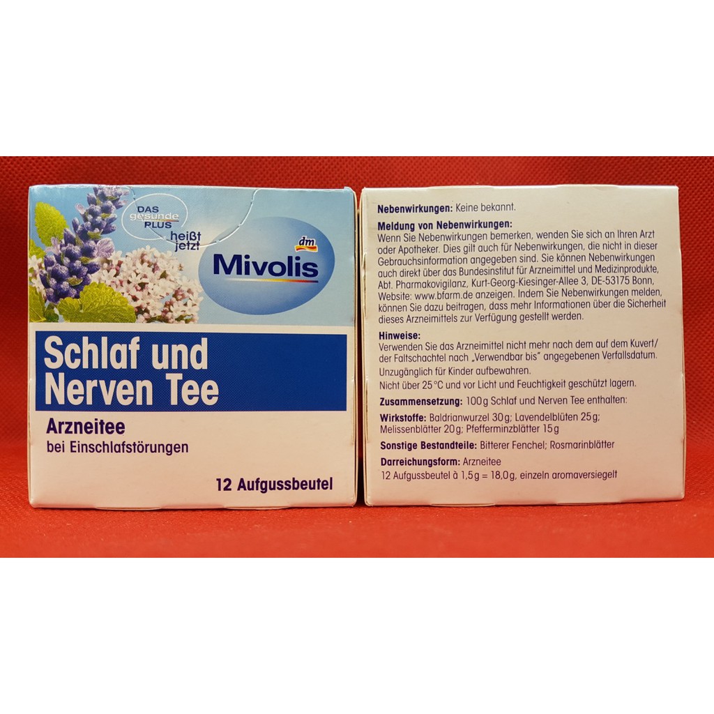Trà thảo dược dễ ngủ Mivolis Schlaf und Nerven Tee