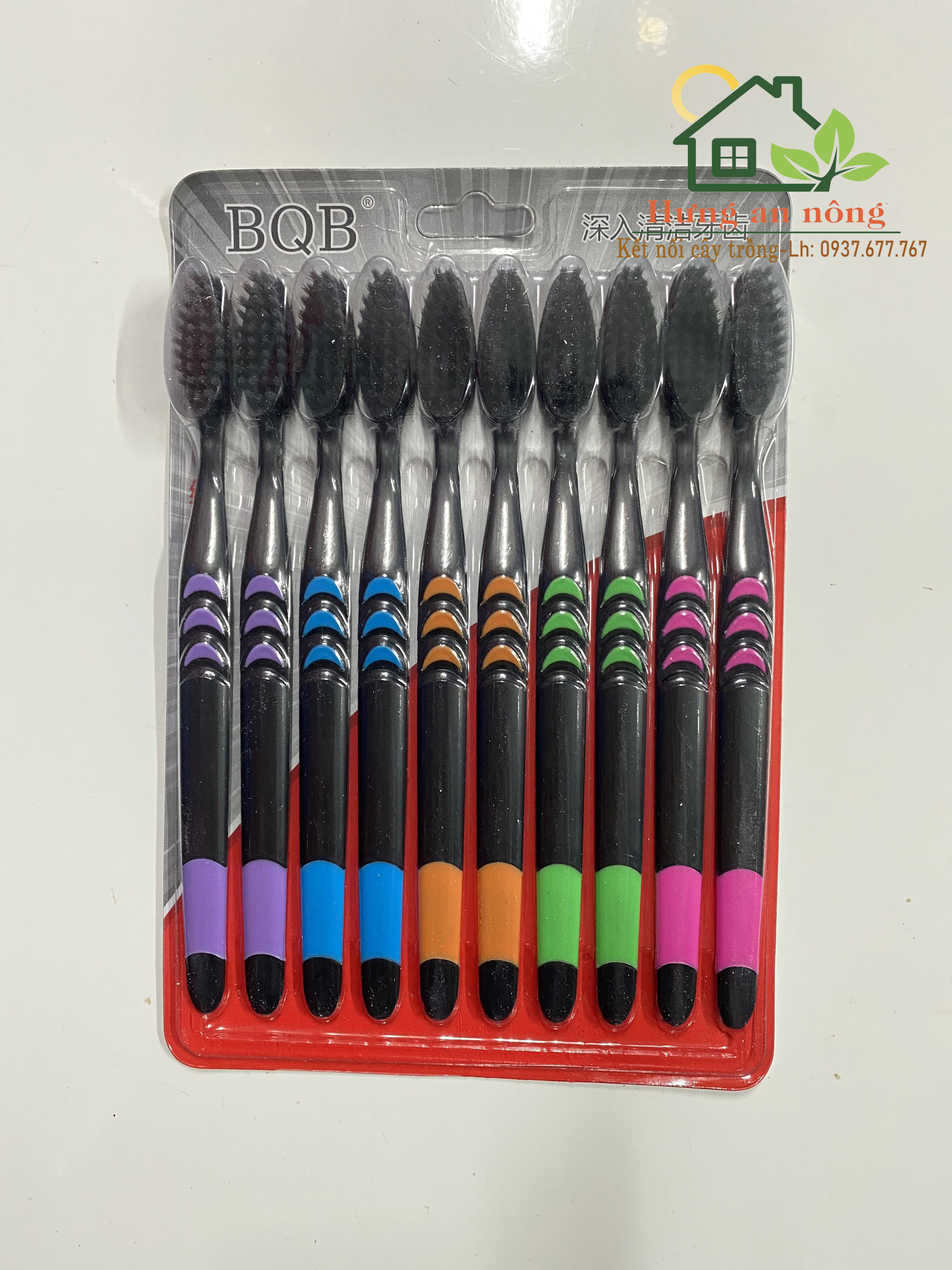 BC02 - Combo 10 bàn chải đánh răng lông mềm, mỗi cây có hộp bảo vệ đầu bàn