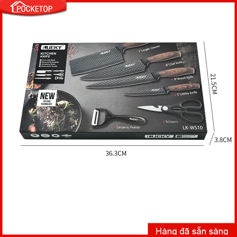 Bộ Dao Bộ Dao Làm Bếp Bộ Dao Hình Sóng Bộ Dao Làm Bếp Sắc Bén Bộ Sáu Mảnh Kitchen Knife Six Piece Set