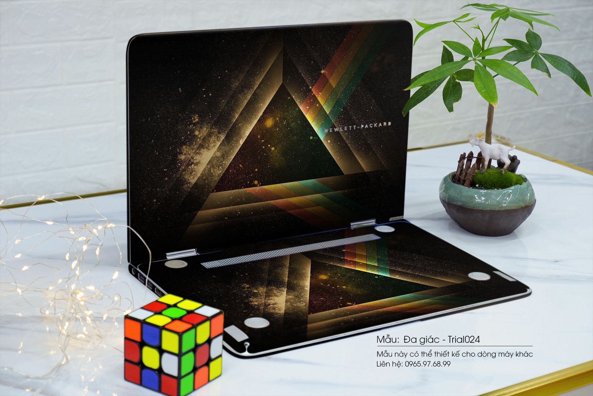 Decal Skin dán Laptop HP mẫu Đa giác (inbox mã máy cho shop)