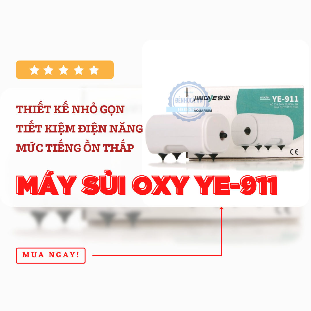 Máy sủi oxy hồ cá JINGYE911 cho hồ cá cảnh