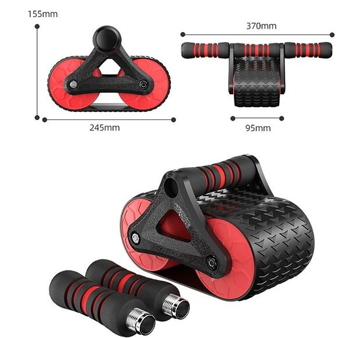 Con Lăn AB Tập Cơ Bụng 2 bánh to Cao Cấp Sử Dụng Công Nghệ Mới Có Phanh Lò Xo Trợ Lực + Kèm Thảm Lót