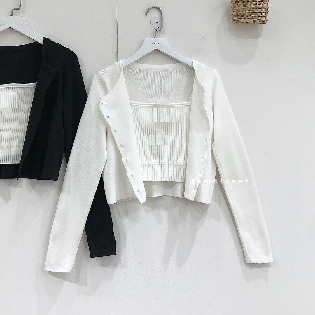 SET 2 MÓN ÁO CROPTOP GÂN TAY DÀI