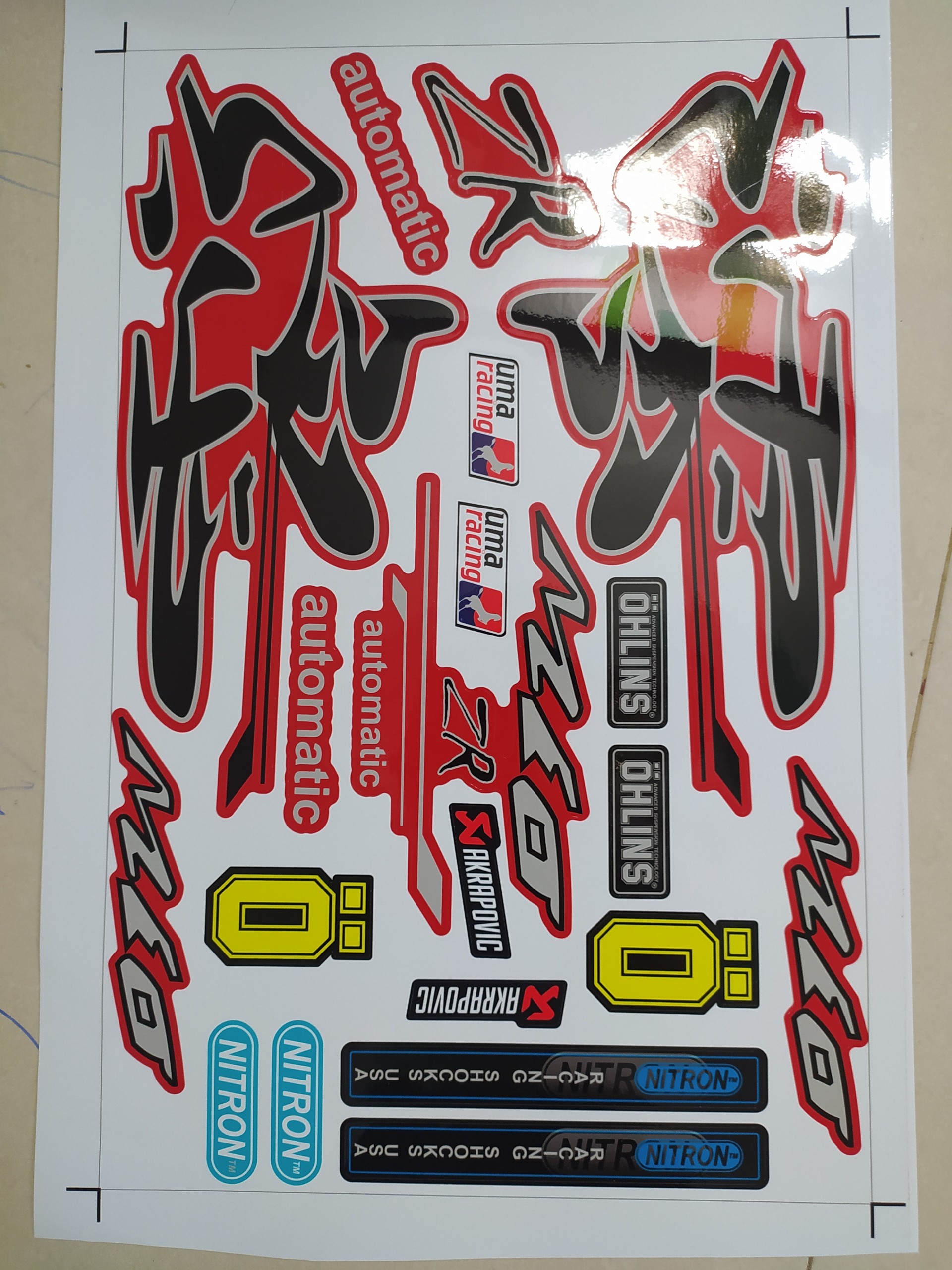 Tem Rời Mio Chữ Tàu Dán Xe Đỏ - Tem 3 Lớp - Tặng Logo