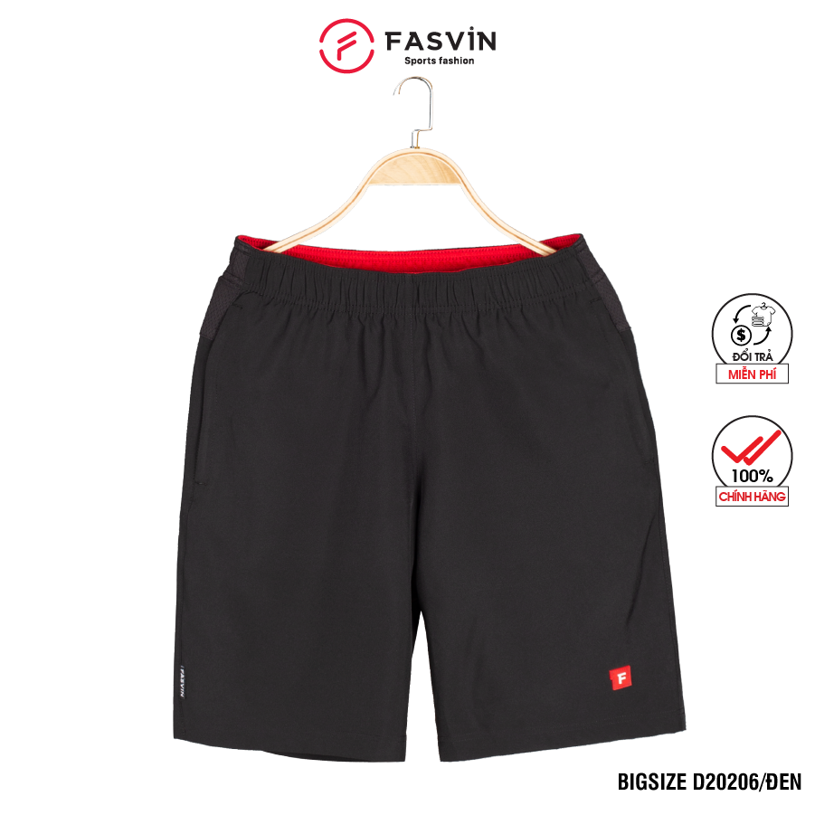 Quần đùi nam Big Size Fasvin vải dù gió co giãn nhẹ mát túi có khóa cho người từ 80 đến trên 120 kg D20206.HN
