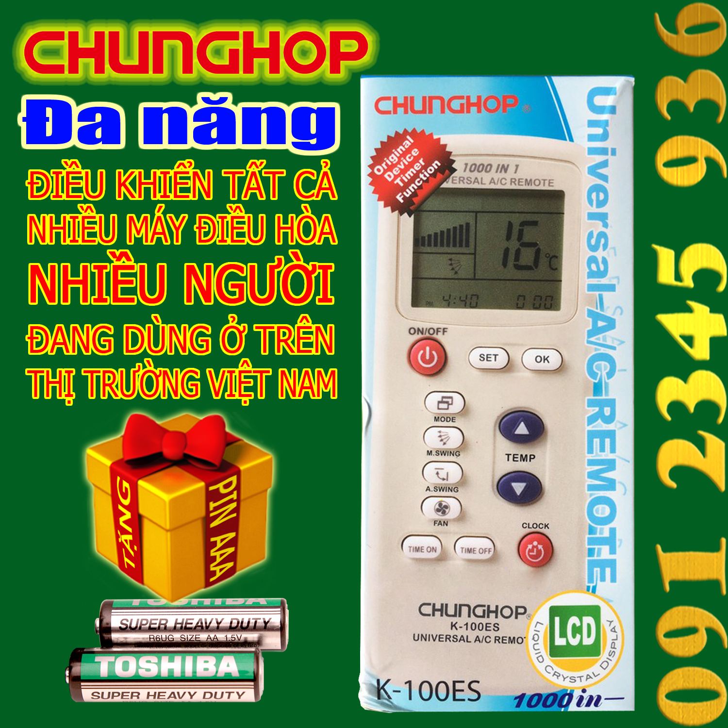 Điều khiển CHUNGHOP K-100ES [ĐA NĂNG] + [HÀNG ĐẸP] cho điều hòa