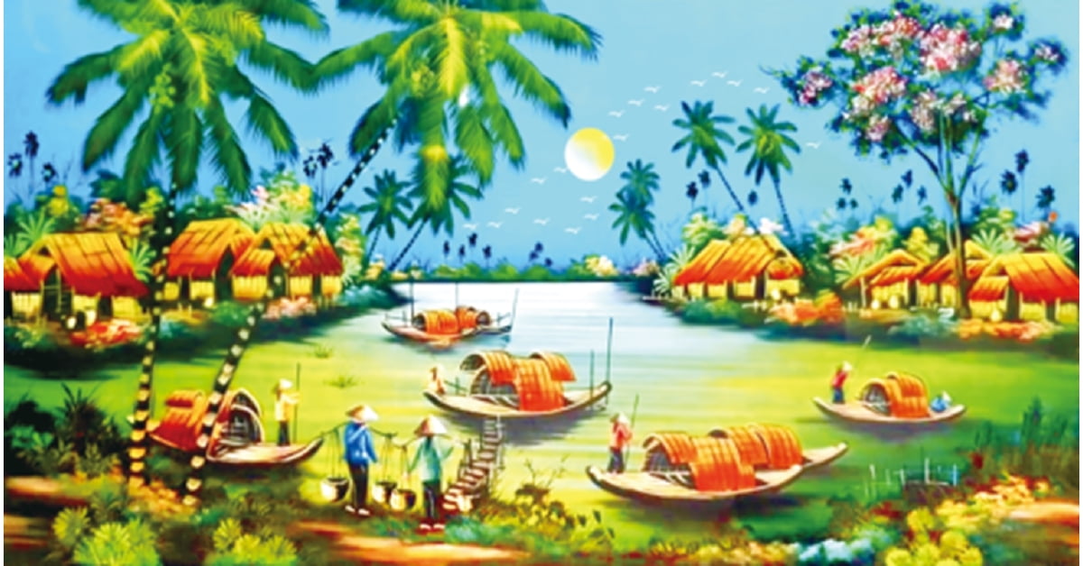 Tranh đính đá cao câp miền quê nan bộ lv406 - kt:100x55cm