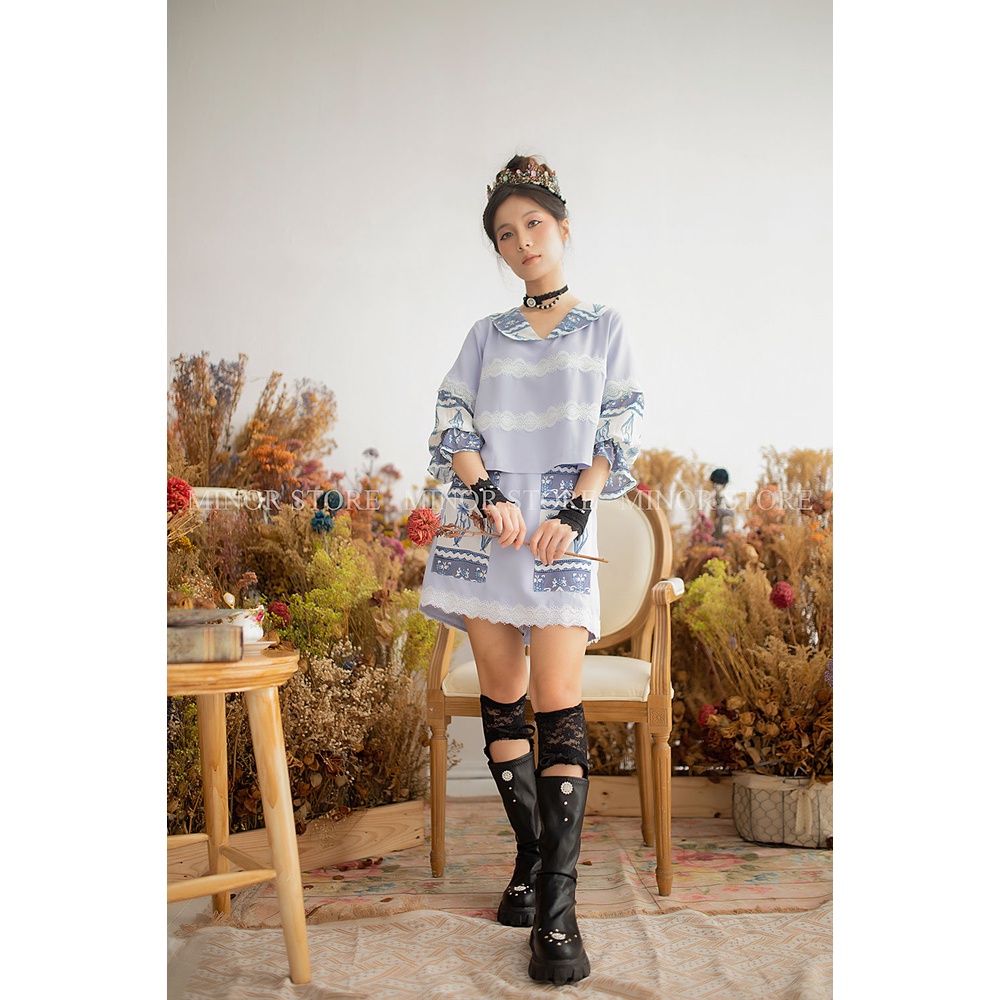 QUẦN VÁY XANH HỌA TIẾT XANH [MINOR KATHERYNE pant]