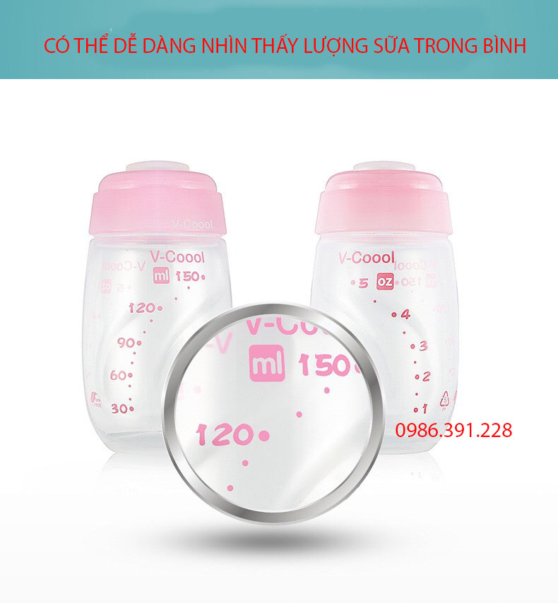 Bình trữ sữa 150ml cổ rộng- Bình trữ sữa V-Coool