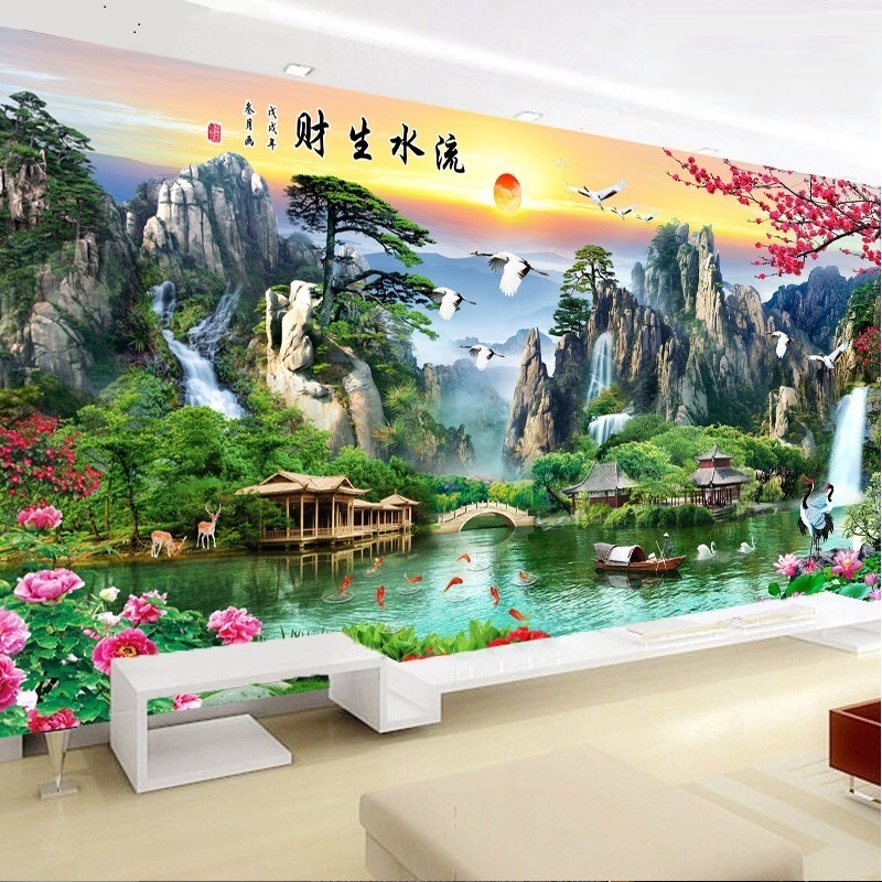 Tranh thêu phong cảnh khổ lớn 237 x1m
