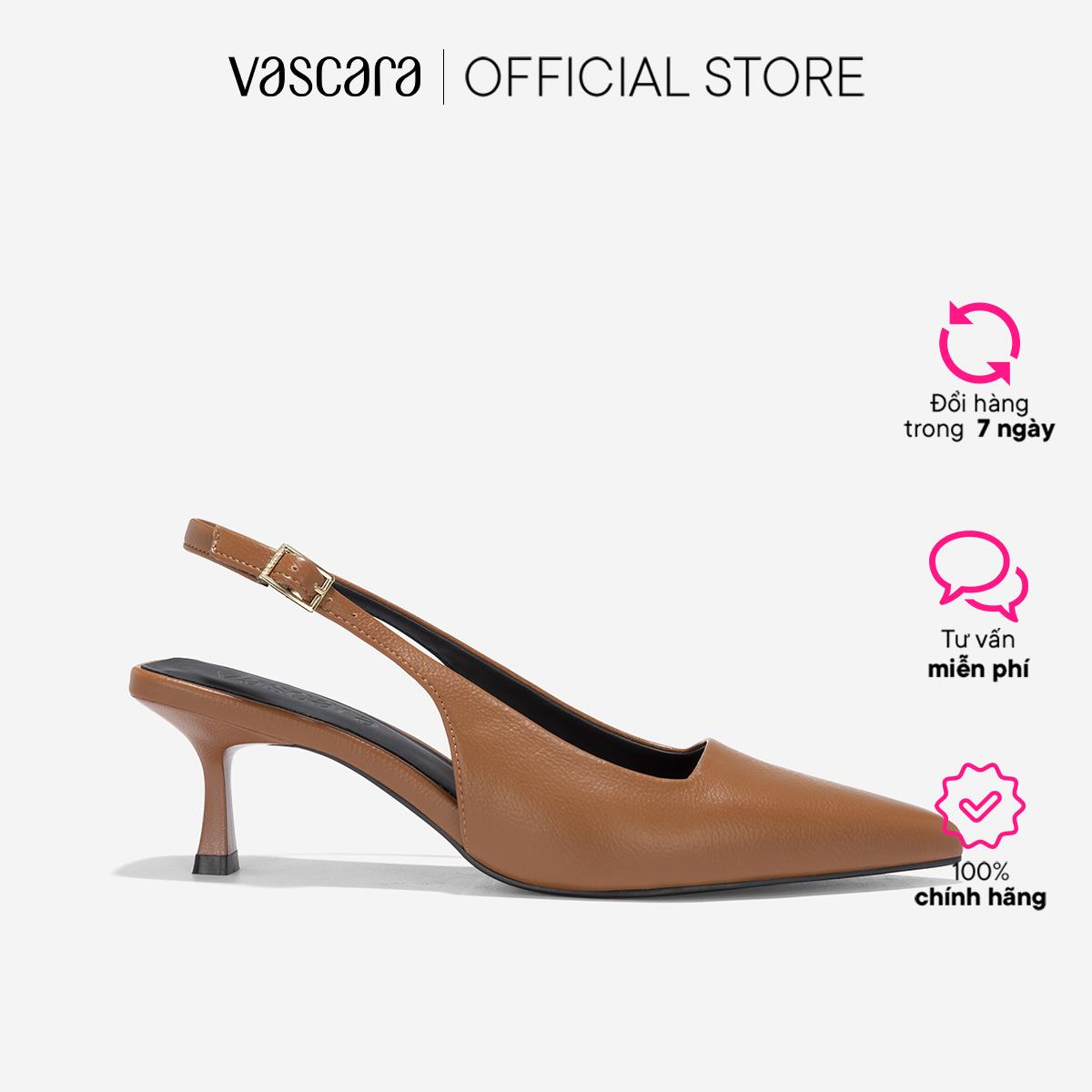 Vascara Giày spool heel slingback mũi nhọn - BMN 0652