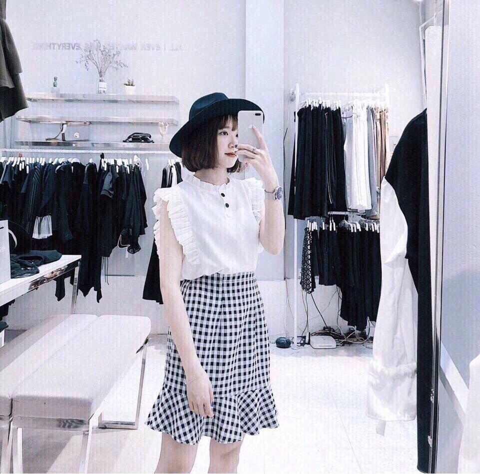 Sét áo cát hàn phối đầm kate tiểu thư dễ thương TTS0055