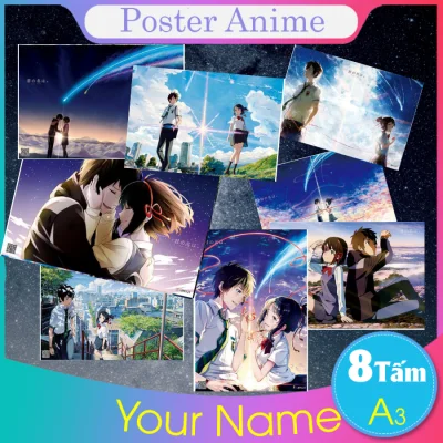 [Giấy Xịn] Set 8 tấm tranh poster A3 Your Name anime siêu chất