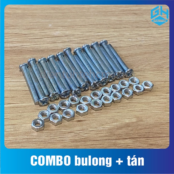 COMBO 20 con Bulong ốc vít SIZE M2 + tán (đai ốc)