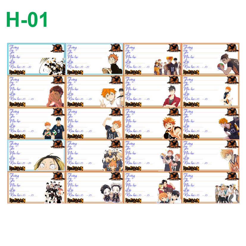 Nhãn vở set 40-100 nhãn Haikyuu!!