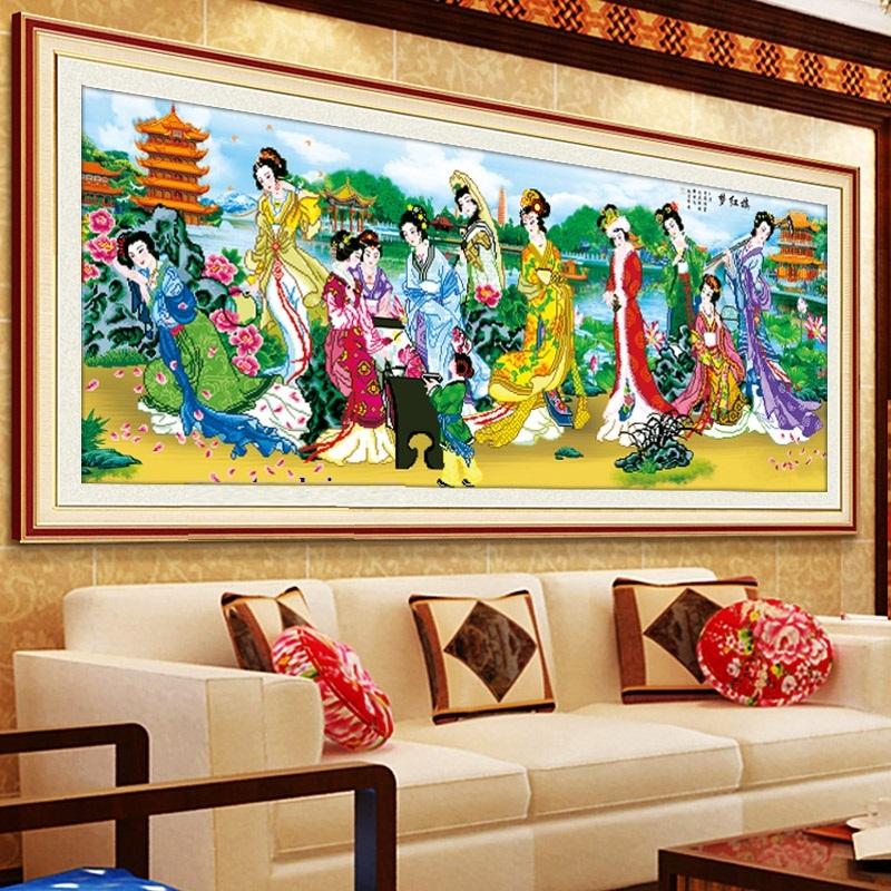 Tranh đính đá Thập Nhị Mỹ Nhân DF2352 KT:180x75cm