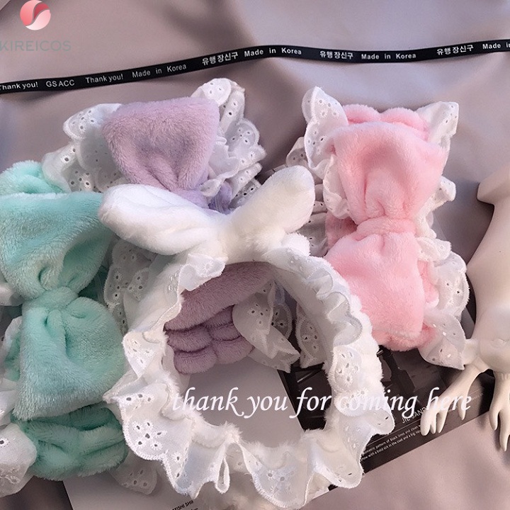 [HCM]Băng Đô Trang Điểm Nơ Viền Ren Dễ Thương