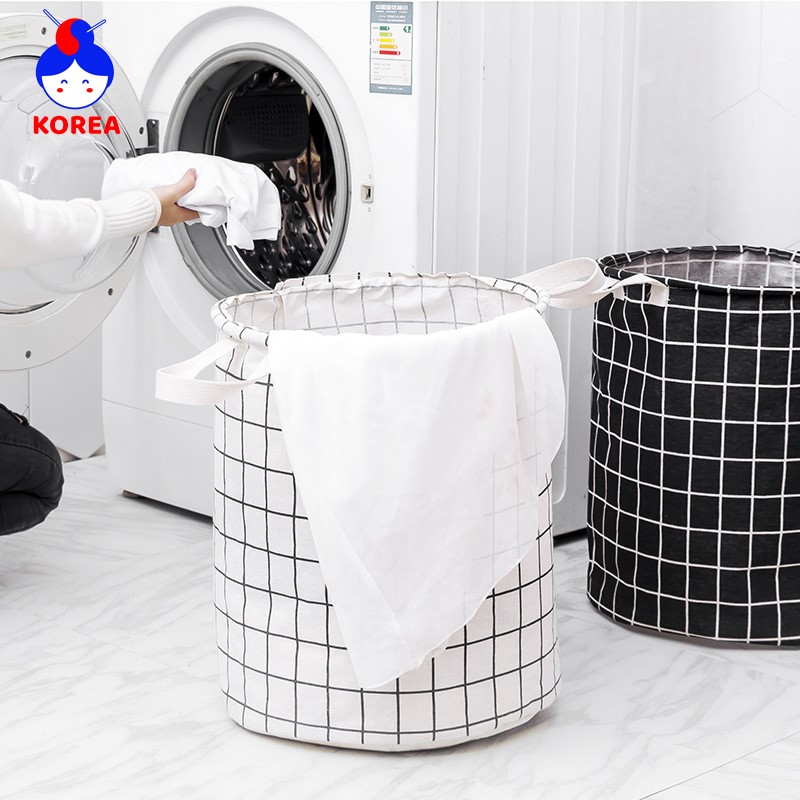 [HCM](MỚI) Giỏ túi vải đựng đồ giặt họa tiết caro có thể gấp gọn GIA DỤNG KOREA