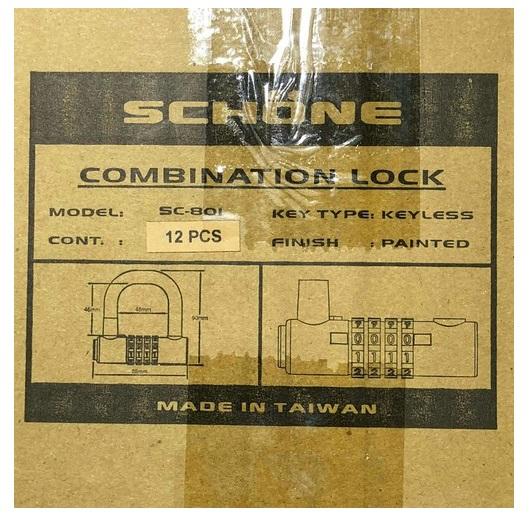 Ổ KHÓA SỐ DẠ QUANG SCHONE SC-801 CAO CẤP ( ĐEN - ĐỎ - VÀNG )