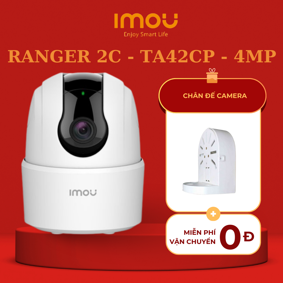 (TẶNG KÈM ĐẾ CAMERA) Camera Wifi Imou Ranger 2C (4MP) TA42P I Đàm thoại 2 chiều I Phát hiện con người I Xoay toàn cảnh 360 I Bảo hành 2 năm